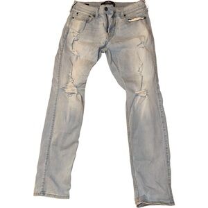 Hollister Men's Light Blue Ripped Slim Jeans